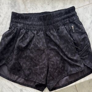 Lululemon Leopard Black Tracker Women's Athletic Shorts